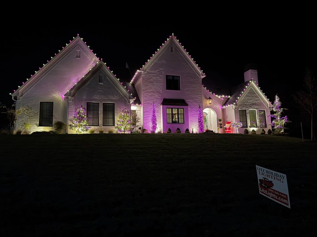 Captivating Pink And Warm White Holiday Light Display Jones OK